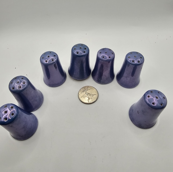 Set Of 7 Vintage Japanese Blue Lusterware Salt and Pepper Shakers With Cork Plug - Picture 7 of 7